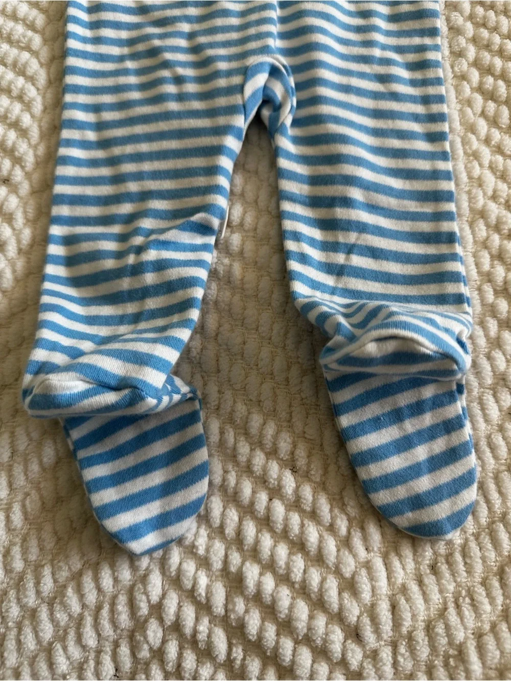 Primary Blue and White Organic Striped Footed One-Piece - Newborn